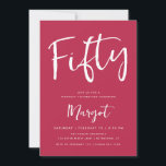 Magenta voor 50th Birthday Bold Forty Brush Kaart<br><div class="desc">Deze trendy uitnodiging kenmerkt een manuscriptrubriek en uw aangepaste informatie. Gebruik het formulier sjabloon om je partijgegevens toe te voegen. Met de functie Aanpassen kunt u de lettertypestijl wijzigen en tekst toevoegen of verwijderen.</div>