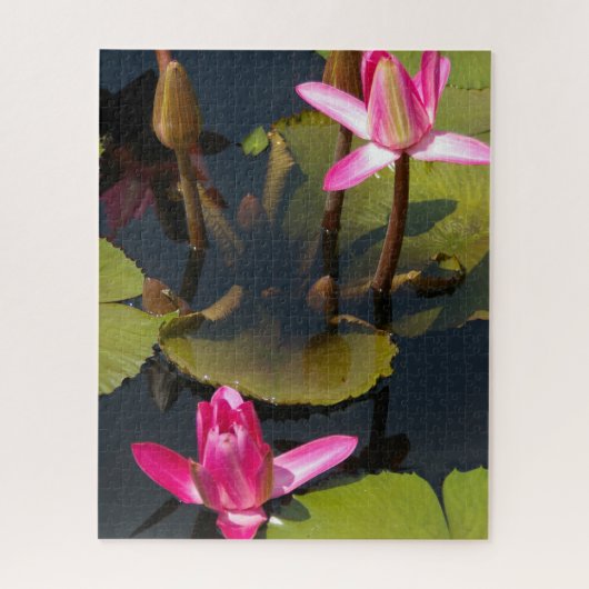 Magenta Waterlilies Jigzaag Puzzle Legpuzzel (Verticaal)