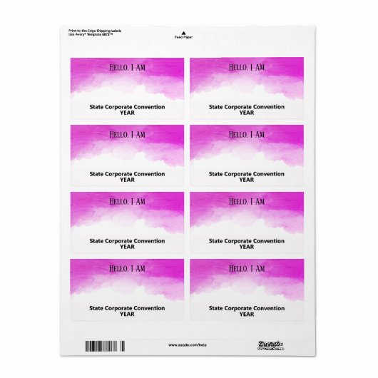 Magenta Waterverf - Aangepaste papiernaamtag Etiket (Full Sheet)