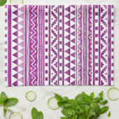 Magenta Waterverf Abstract Aztec Tribal Patroon Theedoek (Gevouwen)