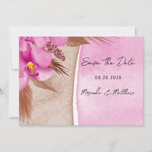 Magenta Waterverf bestelt sparen de Datum Kaart (Voorkant)