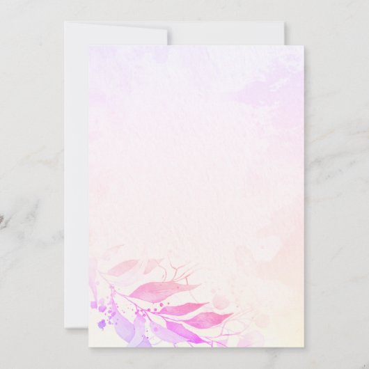 Magenta Waterverf Bladeren Bloem Botanische Bruilo Kaart (Achterkant)