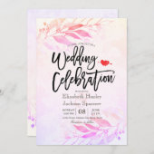 Magenta Waterverf Bladeren Bloem Botanische Bruilo Kaart (Voorkant / Achterkant)