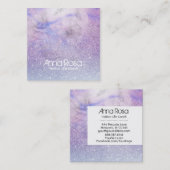 *~* Magenta Waterverf Bloemen Glitter Lavendel Vierkante Visitekaartje (Voorkant / Achterkant)