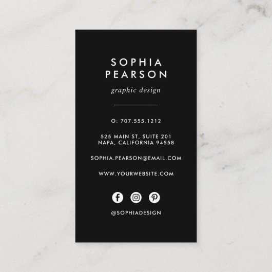 Magenta Waterverf Blot | Verticale sociale media Visitekaartje (Achterkant)