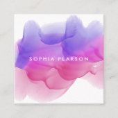 Magenta Waterverf Blot Vierkante Visitekaartje (Voorkant)