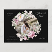 magenta waterverf floral save the date briefkaart (Voorkant)