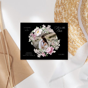 magenta waterverf floral save the date briefkaart