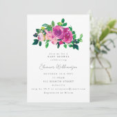  Magenta Waterverf Flowers Cute Baby shower Kaart (Staand voorkant)