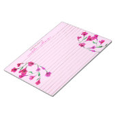 Magenta Waterverf Flowers Gepersonaliseerd Notitieblok (Schuin)