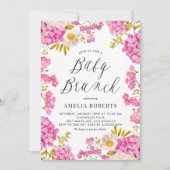 Magenta Waterverf Hydrangeas Bloemen Baby Brunch Kaart (Voorkant)