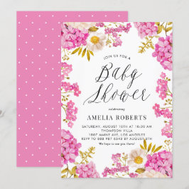 Magenta Waterverf Hydrangeas Floral Baby shower Kaart