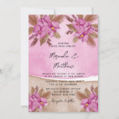 Magenta Waterverf Orchids Wedding Uitnodiging 2 (Voorkant)