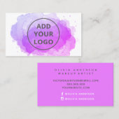 Magenta waterverf penseelstreek uploadt uw logo visitekaartje (Voorkant / Achterkant)