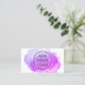 Magenta waterverf penseelstreek uploadt uw logo visitekaartje (Staand voorkant)