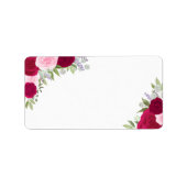 Magenta Waterverf Rozen Blank DIY Trouwadres Etiket (Voorkant)