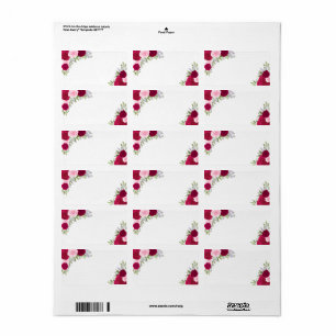 Magenta Waterverf Rozen Blank DIY Trouwadres Etiket