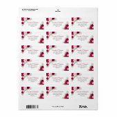 Magenta Waterverf Rozen Elegant Trouwadres Etiket (Full Sheet)
