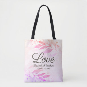 Magenta Waterverf vertrekt bruiloft Dank je cadeau Tote Bag
