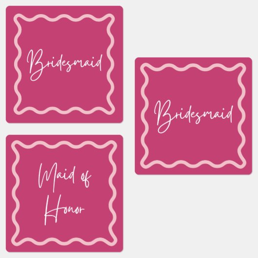 Magenta Wavy Bruidsmeisje & Maid of Honor Labels (Groep)