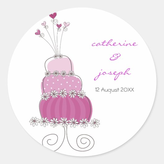 Magenta Wedding Cake Dank u Gift Label Sticker (Voorkant)