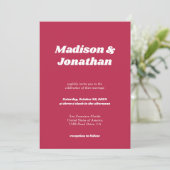 Magenta Wedding Modern Retro Bold Typography Kaart (Staand voorkant)