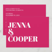 Magenta Wedding Modern Retro Bold Typography Kaart (Voorkant / Achterkant)