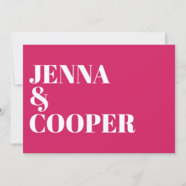 Magenta Wedding Modern Retro Bold Typography Kaart