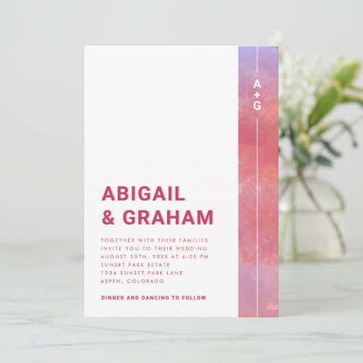 Magenta Wedding Uitnodiging (Staand voorkant)