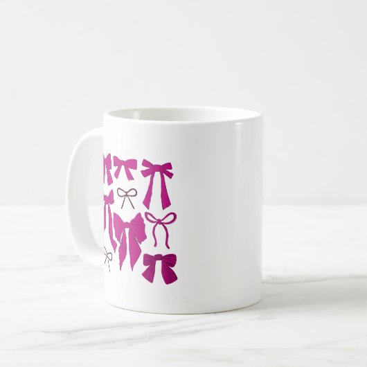 Magenta Whimsical Bows Koffiemok (Voorkant links)
