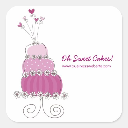 Magenta Whimsical Chic Wedding Cake Sticker (Voorkant)