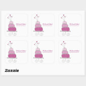 Magenta Whimsical Chic Wedding Cake Sticker (Vel)