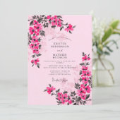 Magenta Whimsical Spring Wedding Kaart (Staand voorkant)