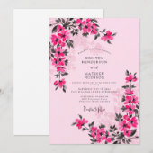 Magenta Whimsical Spring Wedding Kaart (Voorkant / Achterkant)