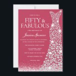 Magenta & White 50th Birthday & Fabulous Kaart<br><div class="desc">Magenta & White 50th Birthday Invitation Beschikbaar als digitale download. Zie overeenkomende objecten en variaties in uitnodigingen hieronder in het Collectie of in onze niche- en nestwinkel</div>