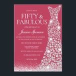 Magenta & White 50th Birthday & Fabulous Kaart<br><div class="desc">Magenta & White 50th Birthday Invitation Beschikbaar als digitale download. Zie overeenkomende objecten en variaties in uitnodigingen hieronder in het Collectie of in onze niche- en nestwinkel</div>