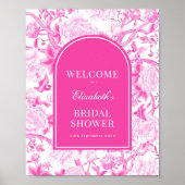 Magenta White Chinoiserie Vrijgezellenfeest Welkom Poster (Voorkant)