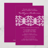 Magenta & White Damask Bridal Shower Invitation Kaart (Voorkant / Achterkant)