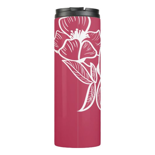 Magenta & White Floral Monogram Sjabloon Botanisch Thermosbeker (Achterkant)