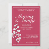 Magenta & White Floral Trendy Wedding Invitation Kaart (Voorkant)
