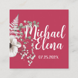 Magenta & White Floral Wedding Details QR Code Vierkante Visitekaartje