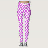 Magenta & White Gecontkered Leggings Spandex (Voorkant)