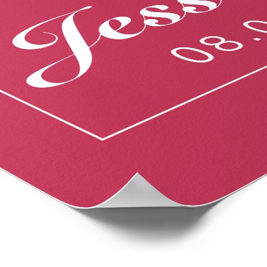 Magenta & White Minimalist Weddenschap Print (Hoek)