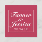 Magenta & White Minimalist Weddenschap - QR-code Vierkante Visitekaartje (Voorkant)