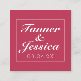 Magenta & White Minimalist Weddenschap - QR-code Vierkante Visitekaartje
