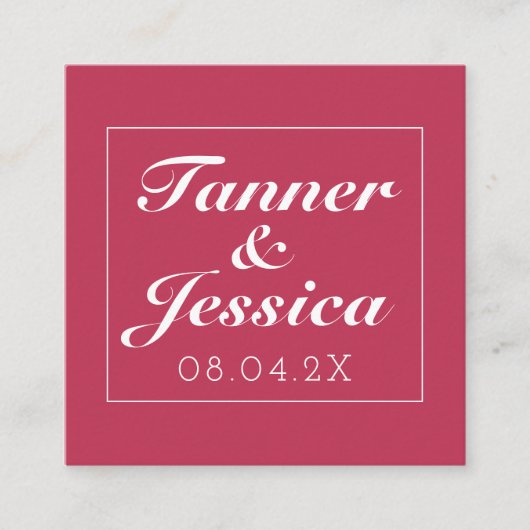 Magenta & White Minimalist Weddenschap - QR-code Vierkante Visitekaartje (Voorkant)