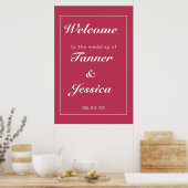 Magenta & White Modern Wedding Welcome Poster (Keuken)