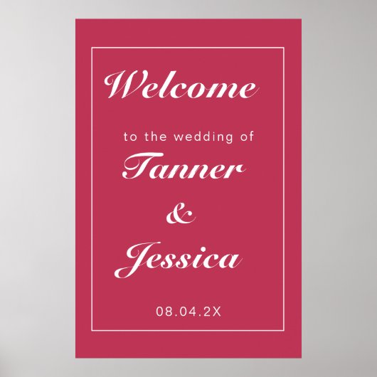Magenta & White Modern Wedding Welcome Poster (Voorkant)