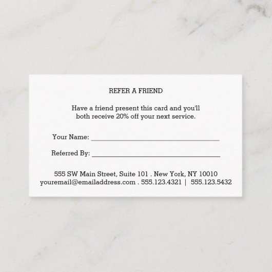 Magenta White Rectangle Lijst Aanbevelingskaartje (Achterkant)