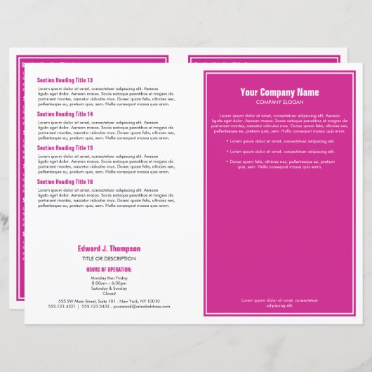 Magenta White Simple Border Brochure (Voorkant / Achterkant)
